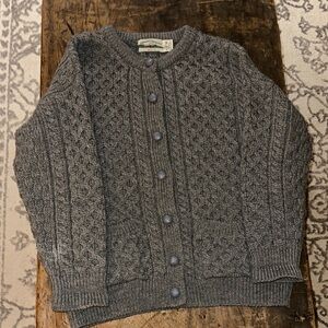 Aran Crafts Gray Cable Knit Cardigan